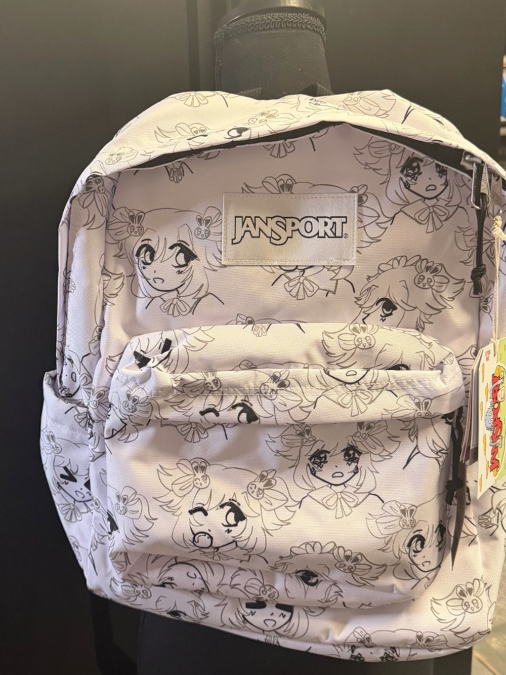 Jansport SuperBreak Plus Backpack in White with Black Print